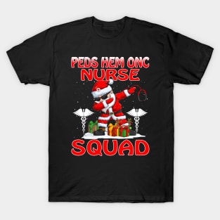 Christmas Peds Hem Onc Nurse Squad Reindeer Pajama Dabing Santa T-Shirt